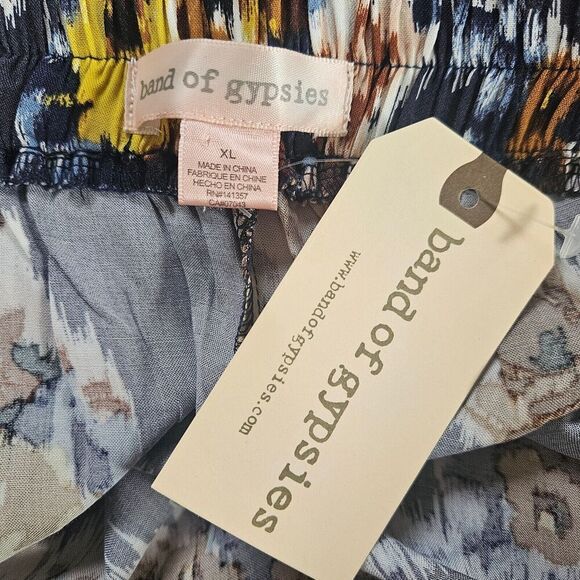 BAND OF GYPSIES Floral Wide Leg Pants XL Hand Pockets Elastic Waist Flowy - Picture 6 of 6